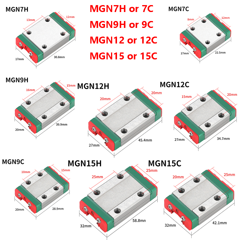 2PCS MGN7C MGN7H MGN9C MGN9H M - огляд і ціна Linear Rail Mgn12H Set