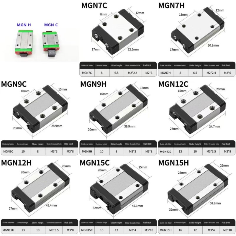 1PCS MGN7C MGN7H MGN9C MGN9H M - огляд і ціна Linear Rail Mgn12H Set